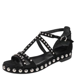 Zadig & Voltaire black suede studded sandal size 39